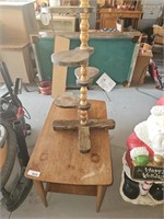 Vintage Wood Side Table & Plant Stand