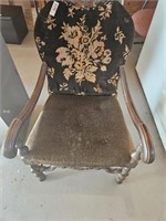 Vintage Cushioned Parlor / Side Chair - Floral