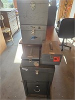 Metal File Cabinet with Key & File Boxes