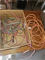 Box of Extension Cords and Dog Leashes