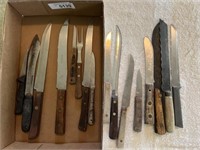 Assorted Kitchen Knives & Meat Fork