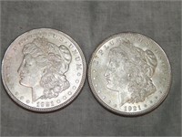 Pair of NICE 1921 Morgan 90% SILVER Dollars