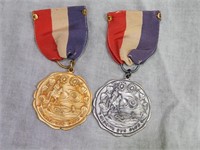 Pair of 1934 Shooting Medals STERLING & Gold Filld