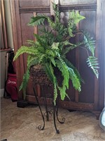 FAUX FERN PLANT IN METAL STAND