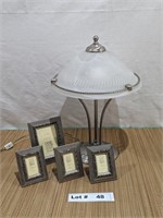 DESK LAMP AND PICTURE FRAMES