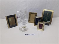 PICTURE FRAMES, CRYSTAL VASE AND JEWELRY BOX