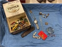 Topper tobacco box and miscellaneous collectibles
