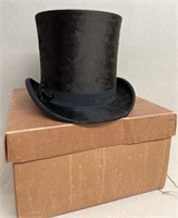 Vintage beaver top hat with original box