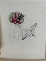 Artist signed woman driving