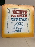 Miller ice cream circus wooden sign