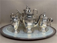 Elegant silver plated tea set and server