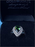 Platinum Plated -Gold Coast Green & Clear Stones R