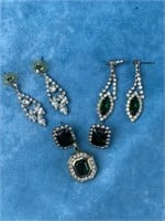 Rhinestone Earrings and Pendant