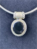 Black & Silver Tone Pendant Necklace