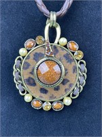 Animal Print and Stone Pendant Necklace