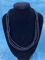 Black 3 Strand Beaded Necklace