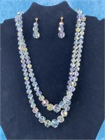Crystal Bead Necklace and Earrings
