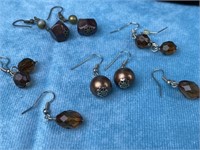 Amber Colored Bead Earrings