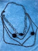 Black Chain and Beaded Necklace