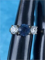 925 Sterling Blue and Clear Stone Ring