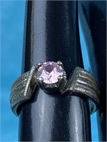 925 Sterling Pink Stone Ring
