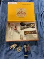 Partagas tobacco box with assorted collectibles