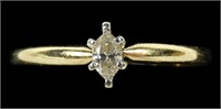 14K Yellow gold marquise cut diamond solitaire