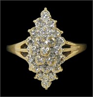 10K Yellow gold diamond cluster ring, size 3,