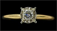 14K Yellow gold solitaire diamond ring in illusion