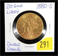 1880-S $20 Gold Liberty Double Eagle