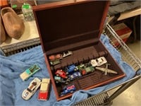Wooden box of assorted collectible cars
