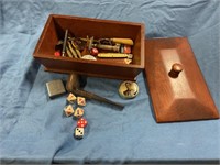 Wooden box of assorted collectibles