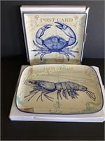 Pair Of Coastal Creations Seafood Themed Platters