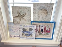 Group Of Five Nautical Themed Wall Hangings