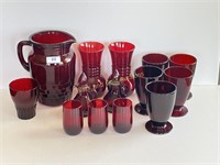 Group Of Royal Ruby Red Glassware