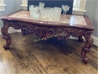 Ornate Coffee Table With Granite Insert