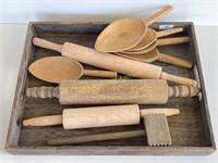 Wooden Tray With Wooden Utensils