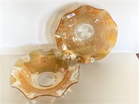 Large Iris And Herringbone Iridized Bowls