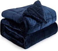 Weighted Blanket 15lbs, Sherpa,60 x 80", Navy Blue