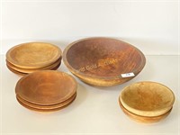 Nine Assorted Vintage Wooden Bowls