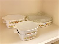 Five Corning Ware Spice Of Life Bakers