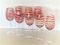 Set Of Eight Tall Glass Goblets