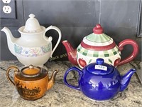 Group Of Four Assorted Tea Pots