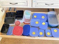 Drawer Full Of Assorted Plastic ware