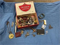 Swisher Sweets box with collectibles/jewelry