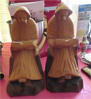 WOOD CARVED BOOKENDS