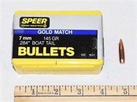 100 SPEER GOLD MATCH 7mm .284 DIA 145GR BOAT TAIL