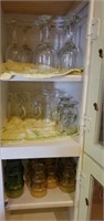 Lot of Vintage Glasses in Cupboard