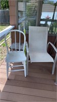 Patio Chair & 2 Wooden Chairs