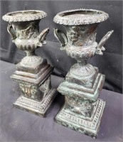 Pair of vintage French style bronze urns